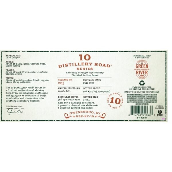 10 Distillery Road Series Straight Rye Finished in Rum Casks